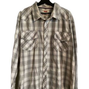 Levi's 3XL Men's Gray Plaid Pearl Snap Shirt Western Barn Rodeo Country UB-17